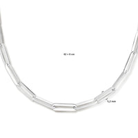 vDam Ketting Paperclip Plat 5,2 Mm 42cm + 4 Cm Zilver Gerhodineerd 1336242cm  42cm