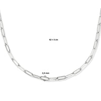 vDam Ketting Paperclip Platte Buis 2,3 Mm 42cm + 3 Cm Zilver Gerhodineerd 1335418  42cm