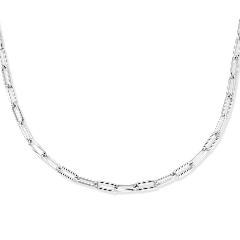 vDam Ketting Paperclip Platte Buis 2,3 Mm 42 + 3 Cm Zilver Gerhodineerd 1335418