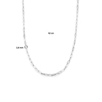 vDam Ketting Paperclip Platte Buis 25 Mm Zilver Gerhodineerd 1334980  42cm