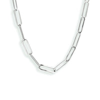 vDam Ketting Paperclip Platte Buis 3,7 Mm 41 + 4 Cm Zilver Gerhodineerd 1333678