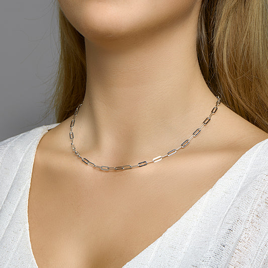 vDam Ketting Paperclip Platte Buis 3,7 Mm Zilver Gerhodineerd 1332363  45cm