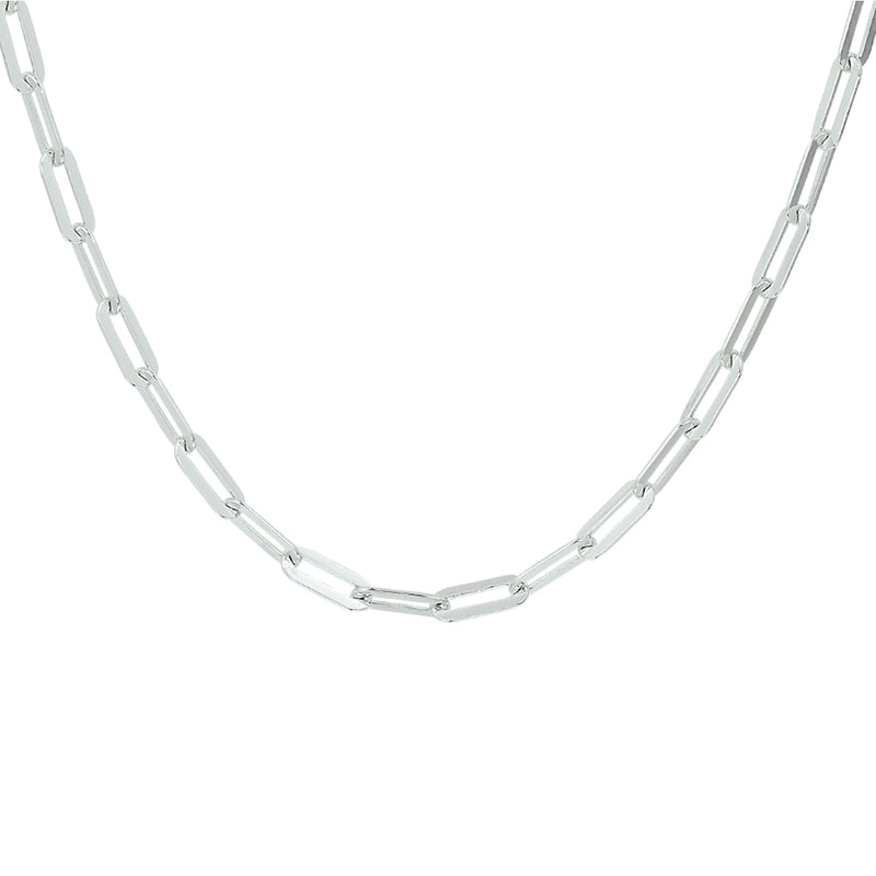 vDam Ketting Paperclip Platte Buis 3,8 Mm 41 + 4 Cm Zilver Gerhodineerd 1332105