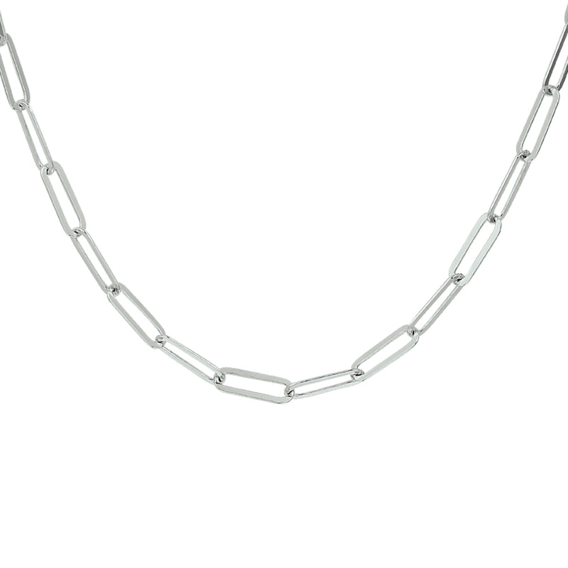 vDam Ketting Paperclip Platte Buis 3,8 Mm 41 + 4 Cm Zilver Gerhodineerd 1332107