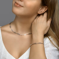 vDam Ketting Paperclip Platte Buis 5,4 Mm Zilver Gerhodineerd 1332366  45cm