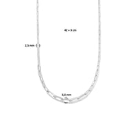vDam Ketting Paperclip Platte Buis 5,5 Mm 42cm + 3 Cm Zilver Gerhodineerd 1335585  42cm