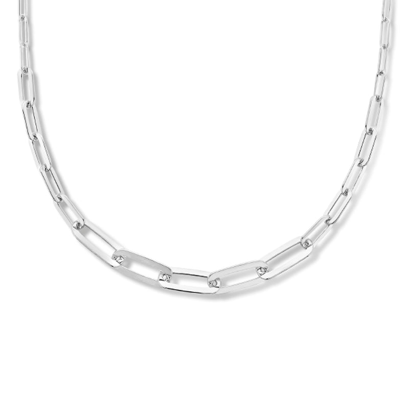 vDam Ketting Paperclip Platte Buis 5,5 Mm 42 + 3 Cm Zilver Gerhodineerd 1335585