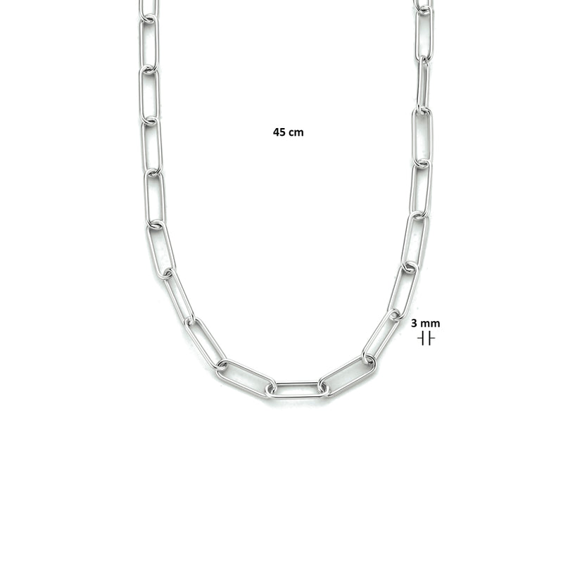 vDam Ketting Paperclip Ronde Buis 3,0 Mm 45cm Cm Zilver Gerhodineerd 1333770  45cm