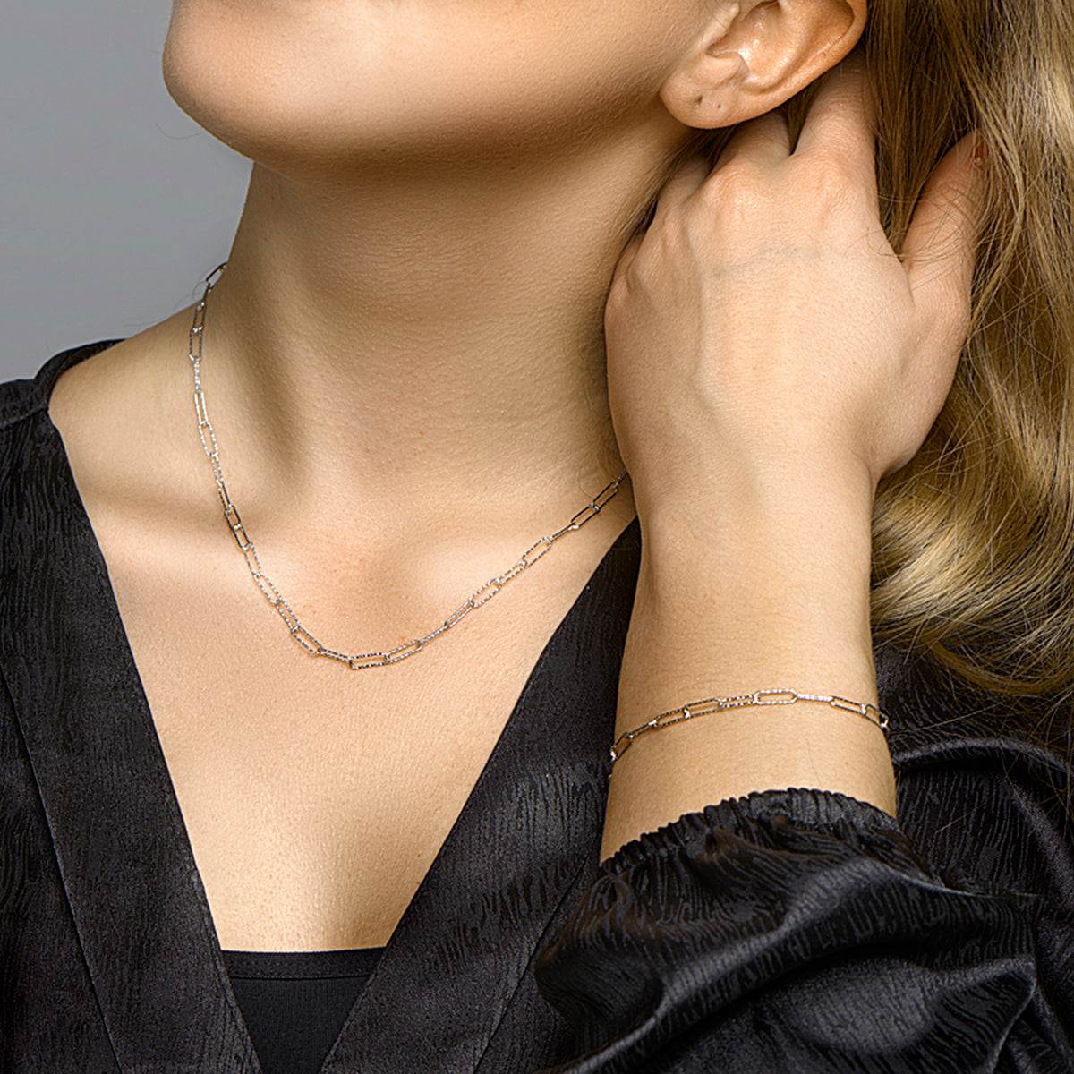 vDam Ketting Paperclip Ronde Buis 3,4 Mm 45cm Cm Zilver Gerhodineerd 1332769  45cm