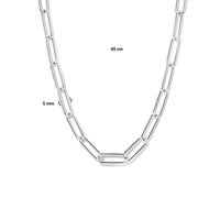 vDam Ketting Paperclip Ronde Buis  5,0 Mm 45cm Cm  Met Groot Springslot Zilver Gerhodineerd 1334900  45cm