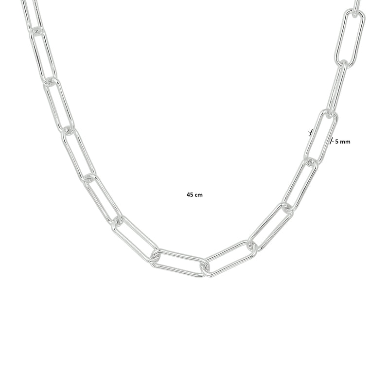 vDam Ketting Paperclip Ronde Buis 5,0 Mm 45cm Cm Zilver Gerhodineerd 1333324  45cm