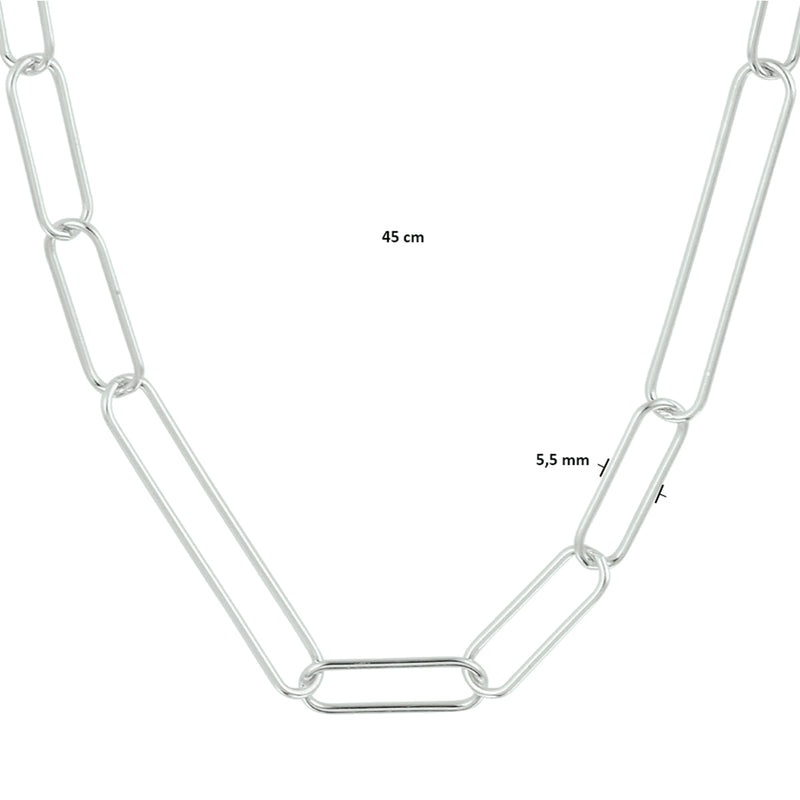 vDam Ketting Paperclip Ronde Buis 5,5 Mm Zilver Gerhodineerd 1332369  45cm