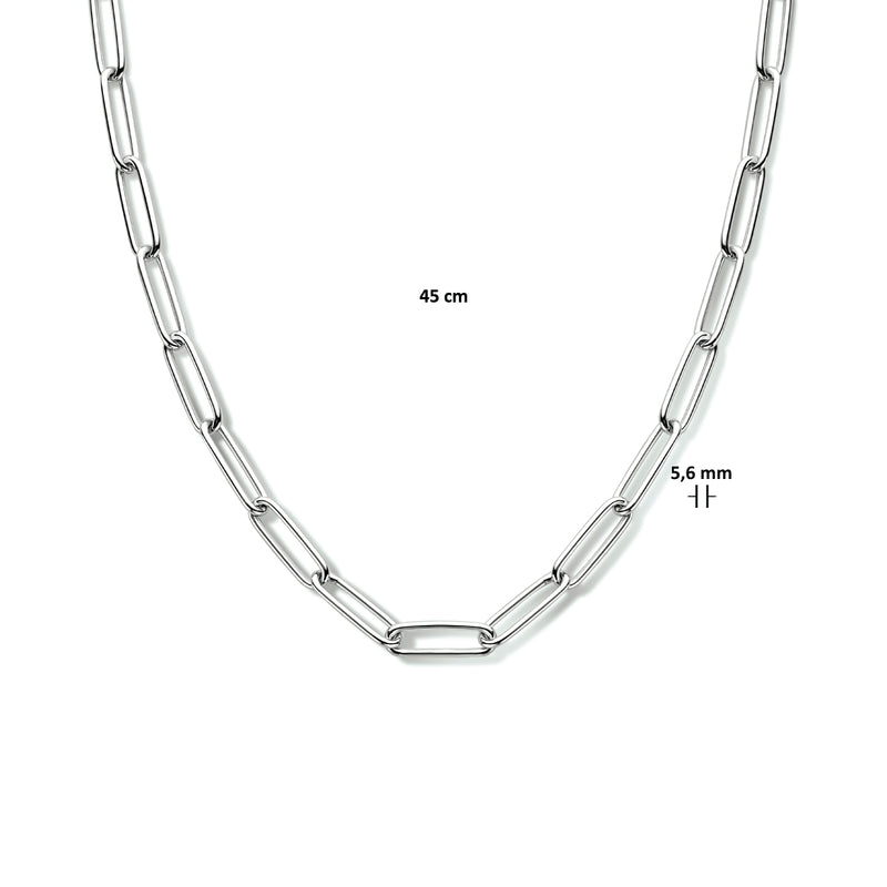vDam Ketting Paperclip Ronde Buis 5,6 Mm 45cm Cm Zilver Gerhodineerd 1333939  45cm