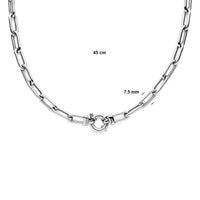 vDam Ketting Paperclip Ronde Buis 7,5 Mm 45cm Cm Met Groot Springslot Zilver Gerhodineerd 1335870  45cm