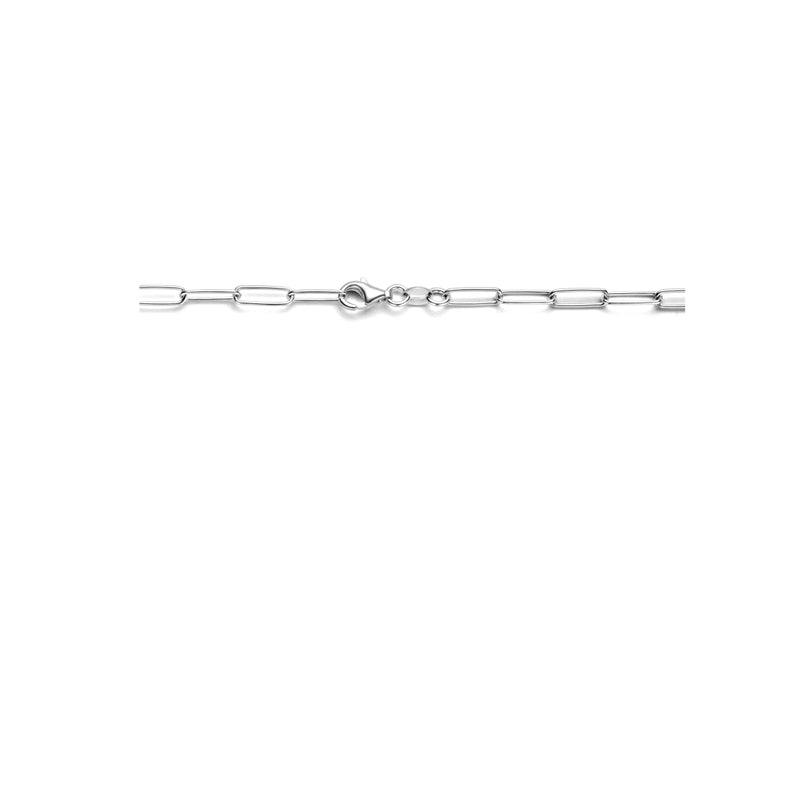 vDam Ketting Paperclip Ronde Buis En Parel 44cmcm Zilver Gerhodineerd 1335838  44cm