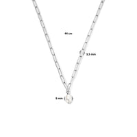 vDam Ketting Paperclip Ronde Buis En Parel 44cmcm Zilver Gerhodineerd 1335838  44cm