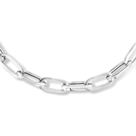 vDam Ketting Paperclip Vierkante Buis 10,5 Mm 46 Cm Zilver Gerhodineerd 1335913