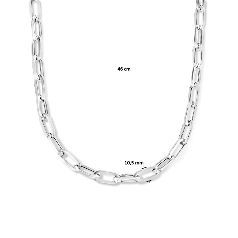 vDam Ketting Paperclip Vierkante Buis 10,5 Mm 46cm Cm Zilver Gerhodineerd 1335913  46cm
