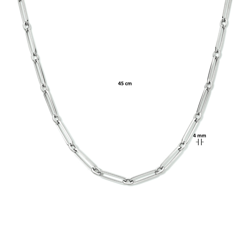 vDam Ketting Paperclip Vierkante Buis 4,0 Mm 45cm Cm Zilver Gerhodineerd 1333933  45cm