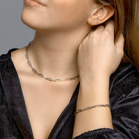 vDam Ketting Paperclip Vierkante Buis 4,5 Mm Zilver Gerhodineerd 1332325  40cm