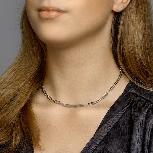 vDam Ketting Paperclip Vierkante Buis 4,5 Mm Zilver Gerhodineerd 1332325  40cm