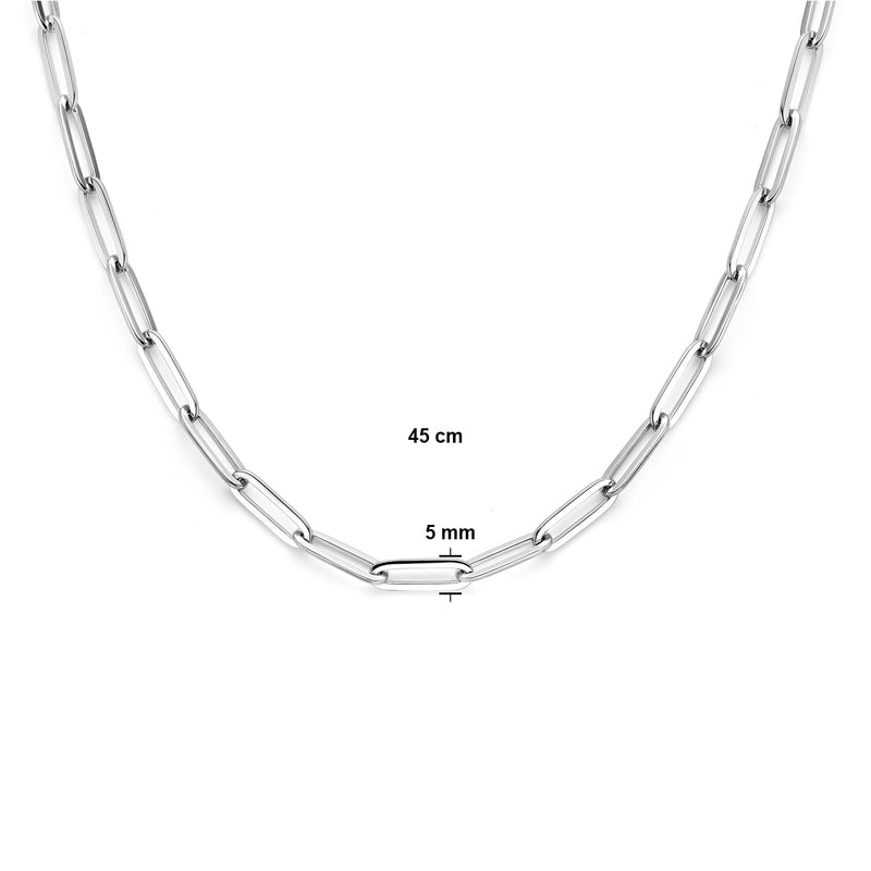 vDam Ketting Paperclip Vierkante Buis 5,0 Mm 45cm Cm Zilver Gerhodineerd 1330168  45cm