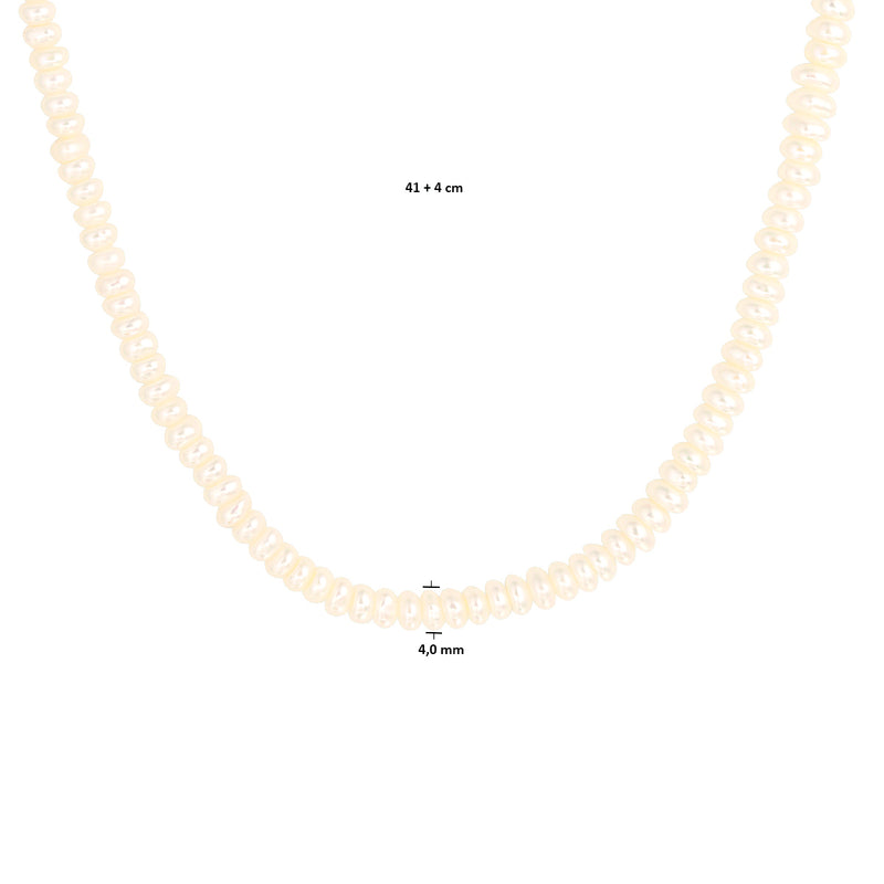 vDam Ketting Parel 4,0 Mm 41cm + 4 Cm Zilver Gerhodineerd 1333191  41cm