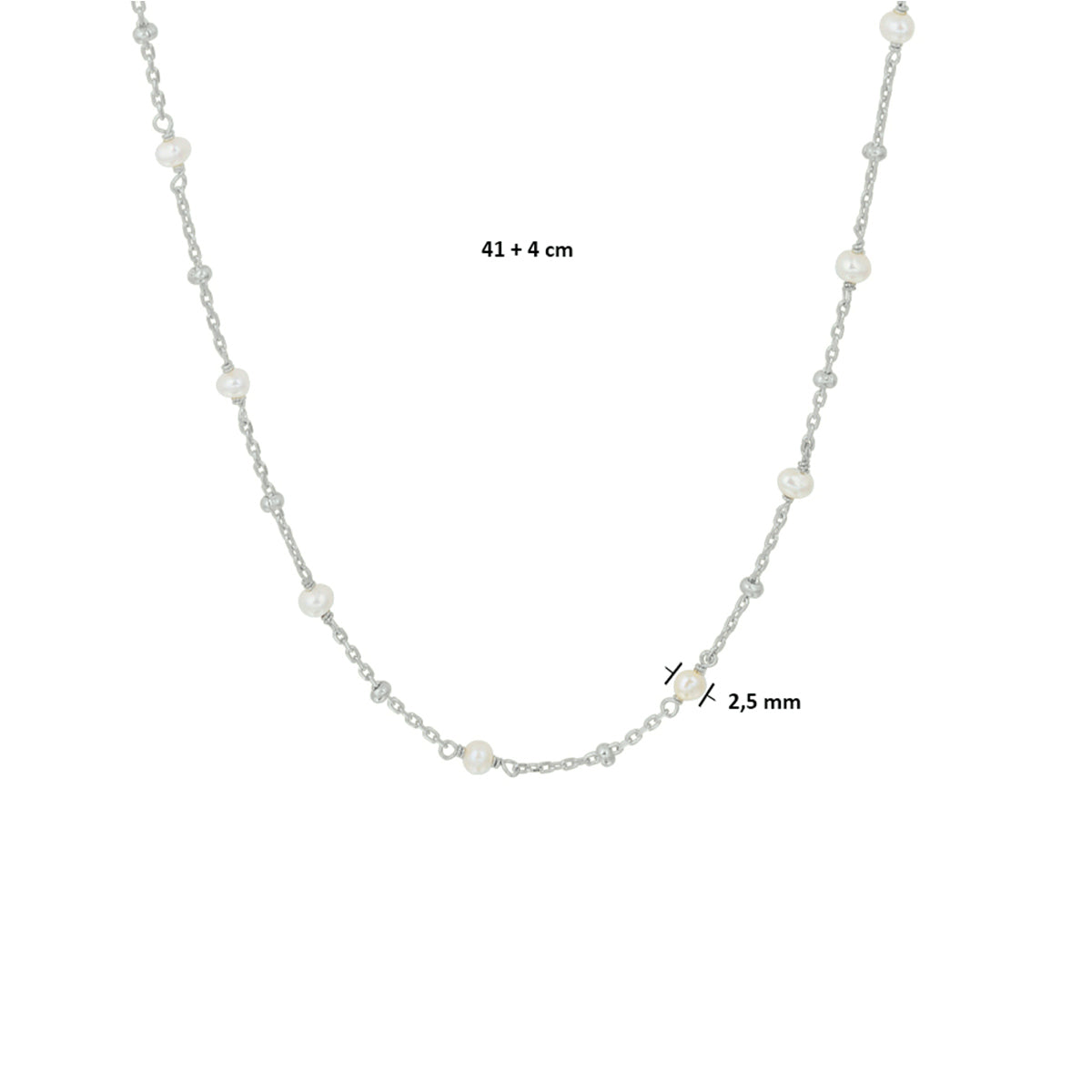 vDam Ketting Parel 41cm + 4 Cm Zilver Gerhodineerd 1332314  41cm