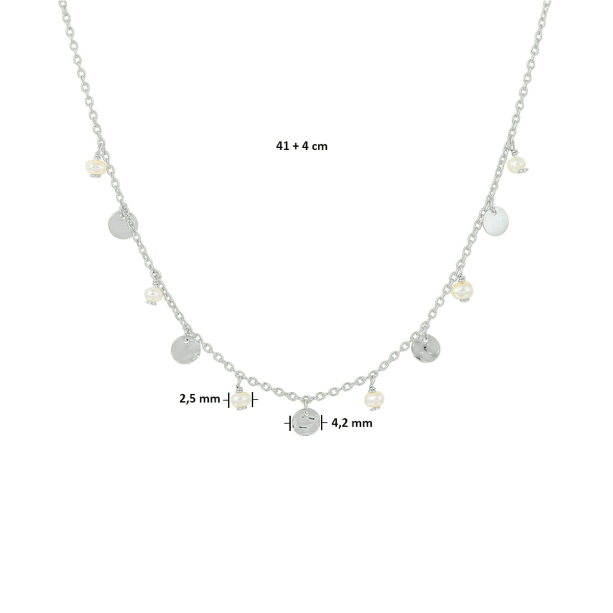 vDam Ketting Parel 41cm + 4 Cm Zilver Gerhodineerd 1332633  41cm