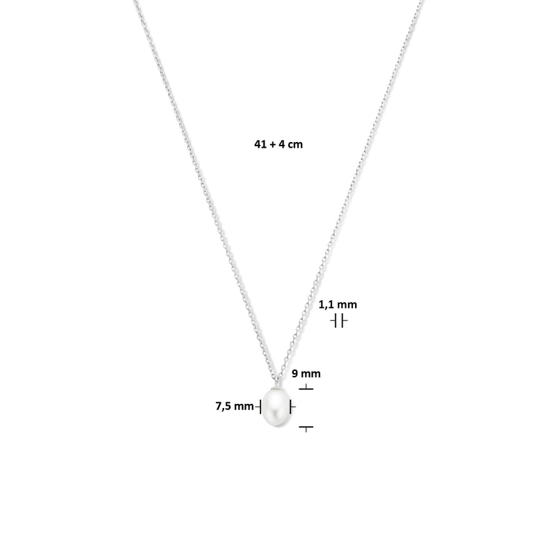 vDam Ketting Parel 41cm + 4 Cm Zilver Gerhodineerd 1335946  41cm