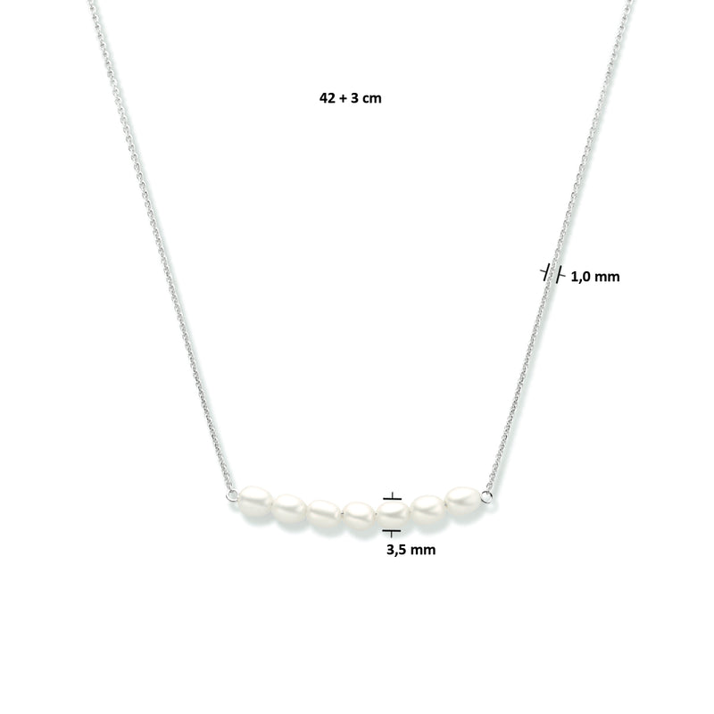 vDam Ketting Parel 42cm + 3 Cm Zilver Gerhodineerd 1334316  42cm