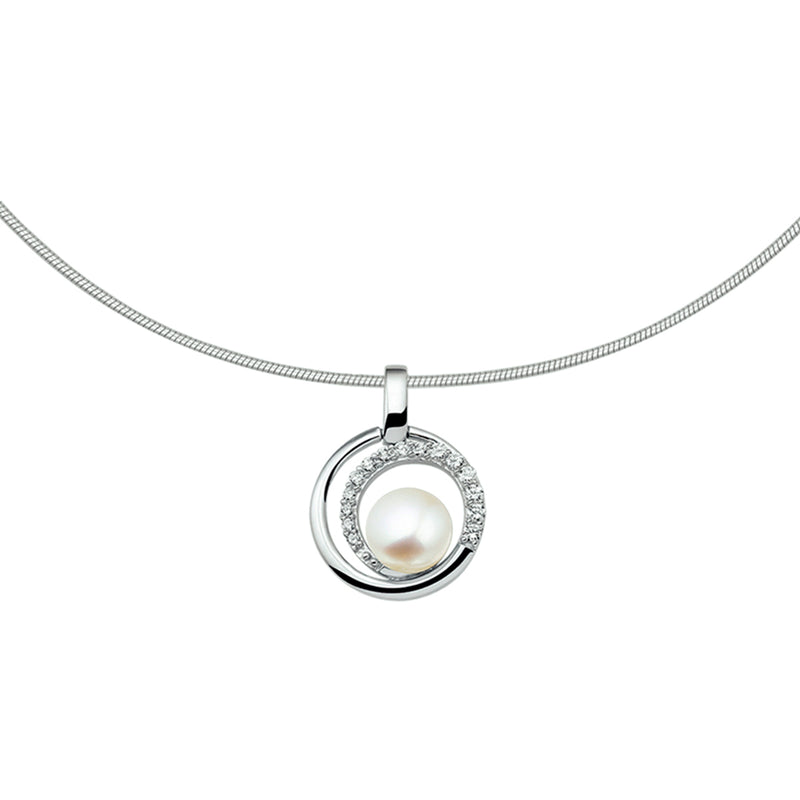 vDam Ketting Parel En Zirkonia 42 + 3 Cm Zilver Gerhodineerd 1326654
