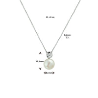 vDam Ketting Parel En Zirkonia 42 + 3 Cm Zilver Gerhodineerd 1330505  41cm