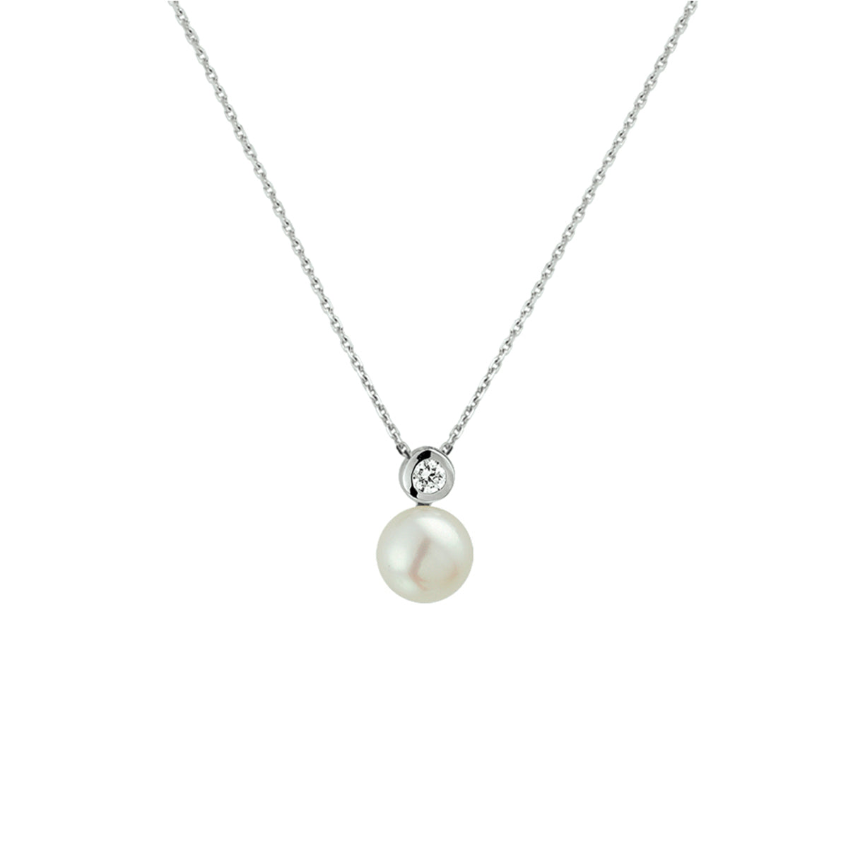 vDam Ketting Parel En Zirkonia 42 + 3 Cm Zilver Gerhodineerd 1330505