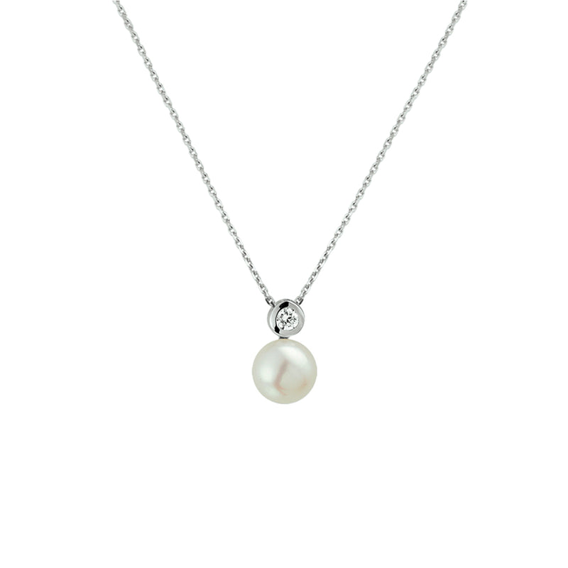 vDam Ketting Parel En Zirkonia 42 + 3 Cm Zilver Gerhodineerd 1330505