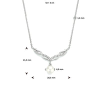 vDam Ketting Parel En Zirkonia 42cm + 3 Cm Zilver Gerhodineerd 1333912  42cm