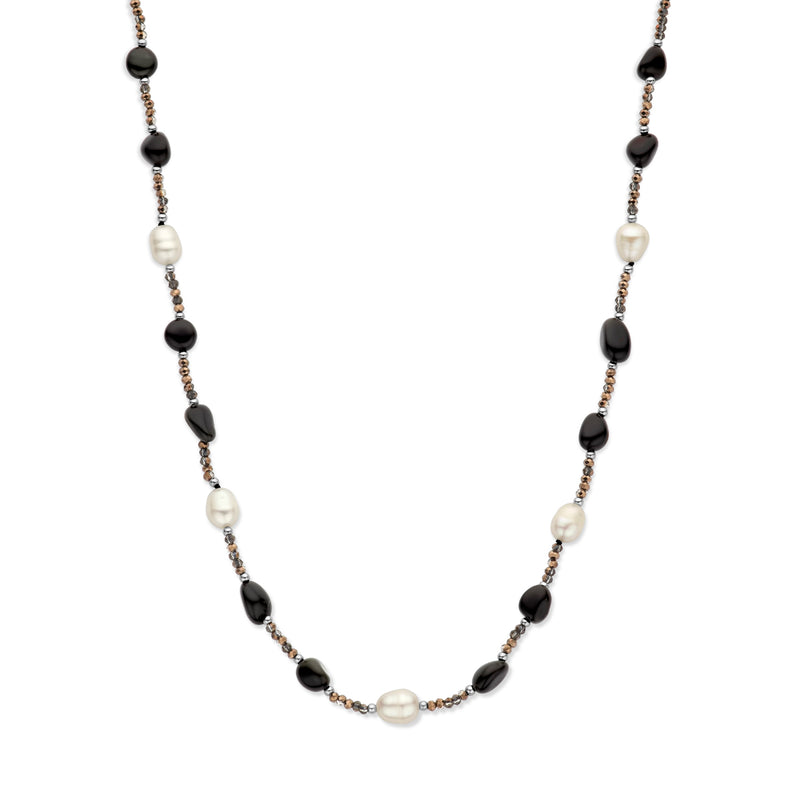vDam Ketting Parel, Onyx En Hematiet 45 + 3 Cm Zilver Gerhodineerd 1338119