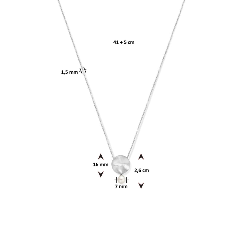 vDam Ketting Parel Rondje 41cm + 5 Cm Poli/mat Zilver Gerhodineerd 1335658  41cm