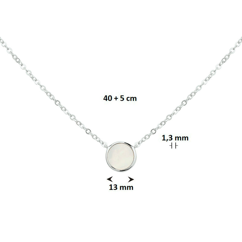 vDam Ketting Parelmoer 42cm + 3 Cm Zilver Gerhodineerd 1326614  42cm