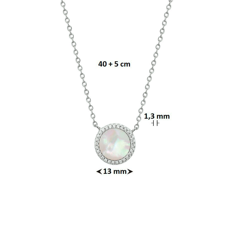 vDam Ketting Parelmoer En Zirkonia 40cm + 5 Cm Zilver Gerhodineerd 1325231  40cm