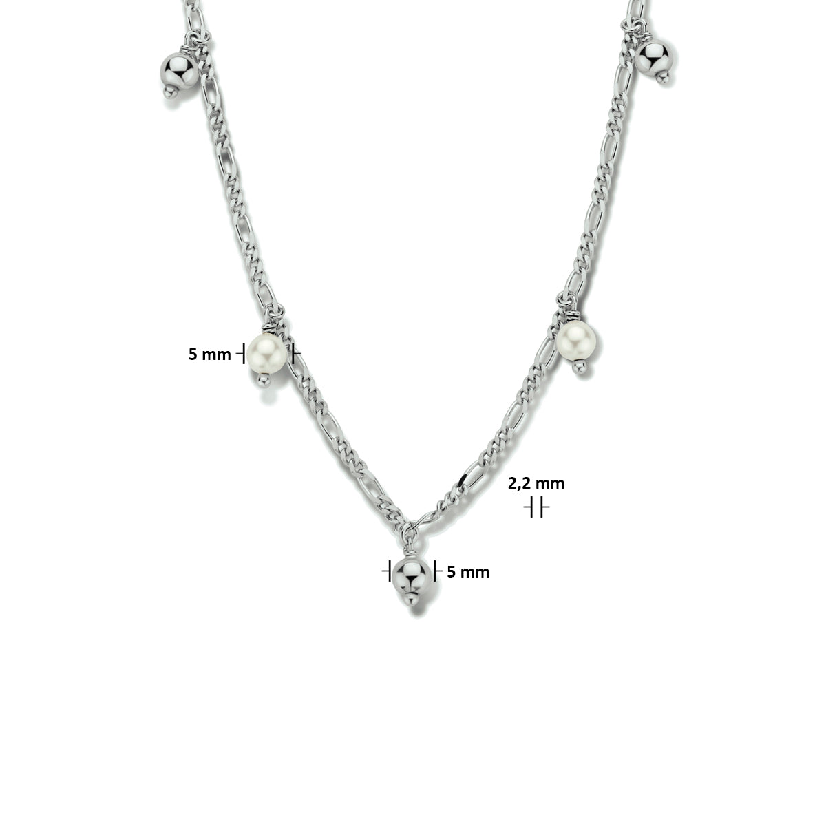 vDam Ketting Parels 40cm Cm Zilver Gerhodineerd 1334443  40cm