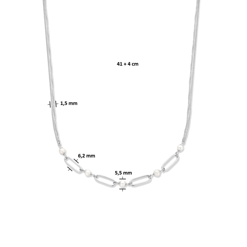vDam Ketting Parels 41cm + 4 Cm Zilver Gerhodineerd 1335650  41cm