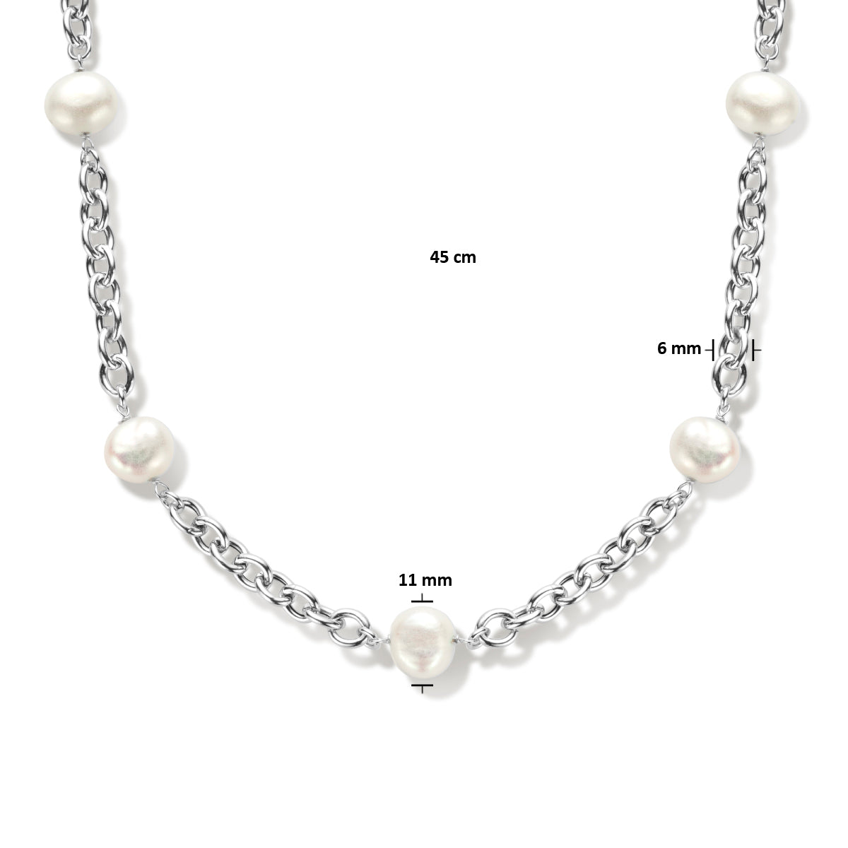 vDam Ketting Parels 45cm Cm Zilver Gerhodineerd 1336240  45cm