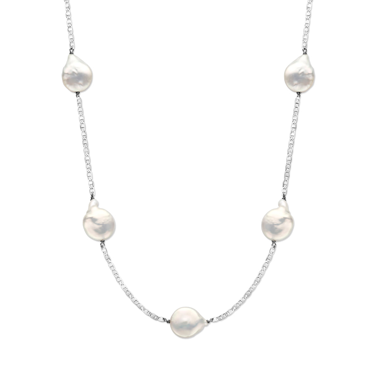 vDam Ketting Parels Barok 70 + 5 Cm Zilver Gerhodineerd 1338123