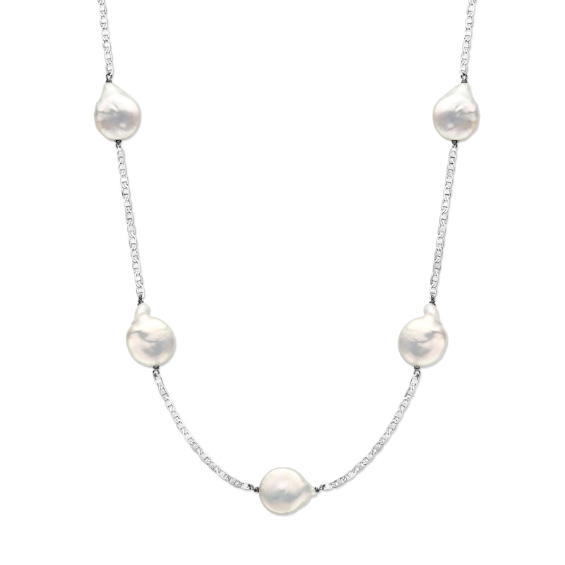 vDam Ketting Parels Barok 70 + 5 Cm Zilver Gerhodineerd 1338123