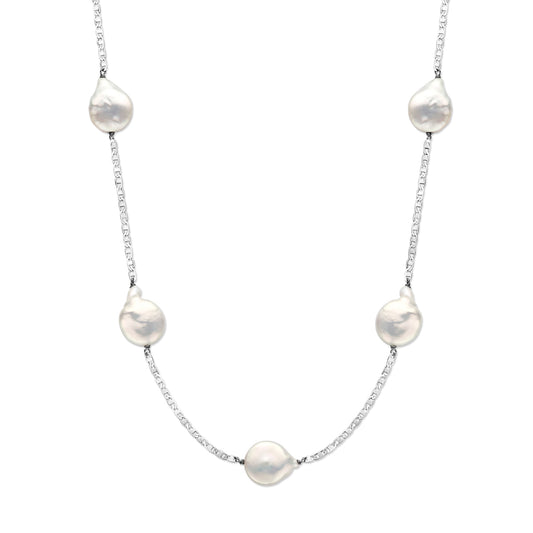 vDam Ketting Parels Barok 70 + 5 Cm Zilver Gerhodineerd 1338123