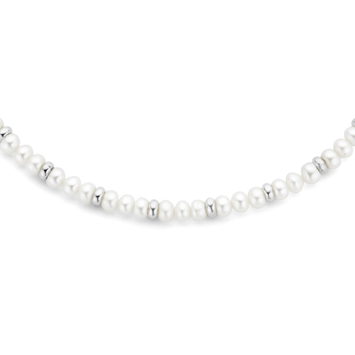 vDam Ketting Parels En Bolletjes 6,5 Mm 41 + 5 Cm Zilver Gerhodineerd 1335959