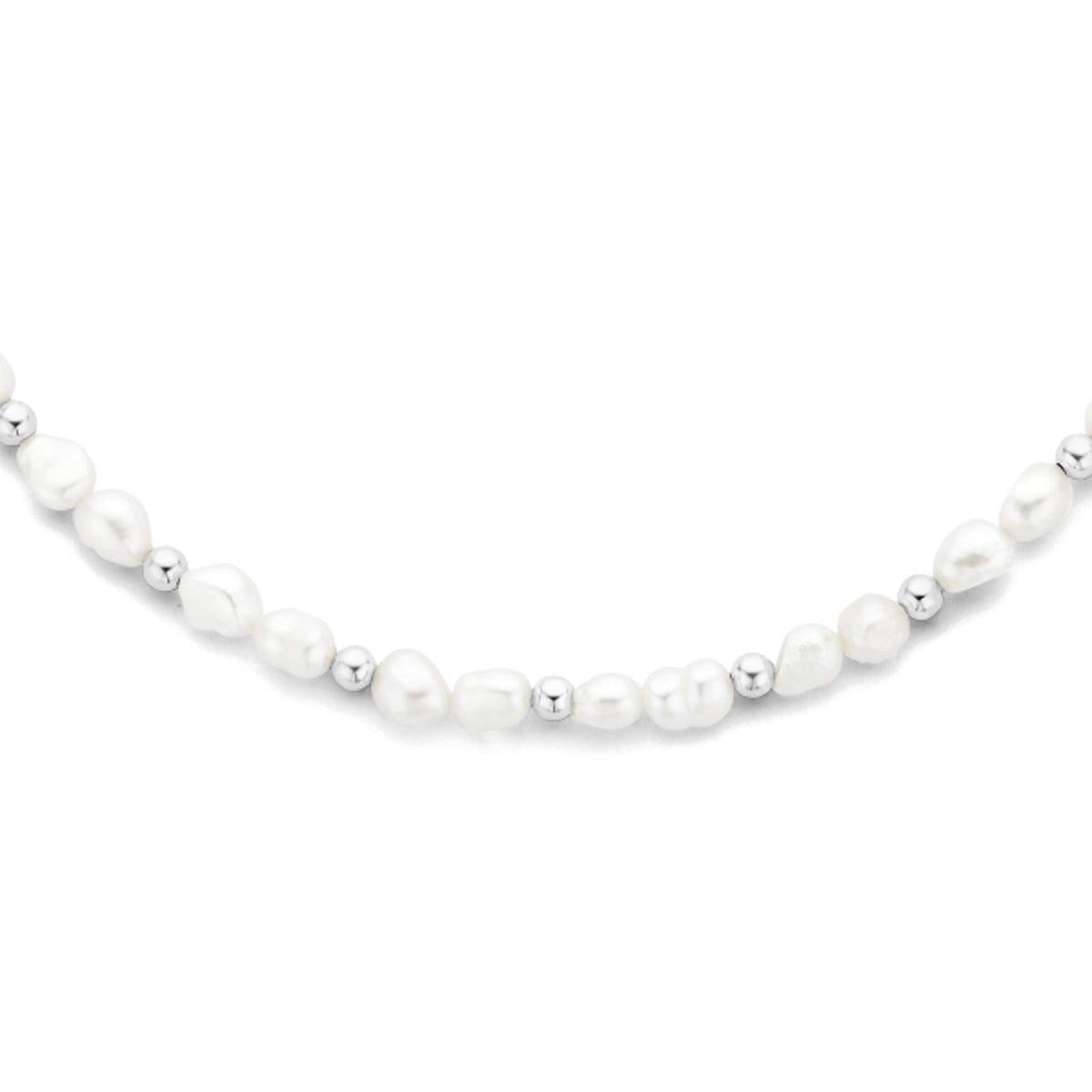 vDam Ketting Parels En Bolletjes 6,5 Mm 41 + 5 Cm Zilver Gerhodineerd 1335960