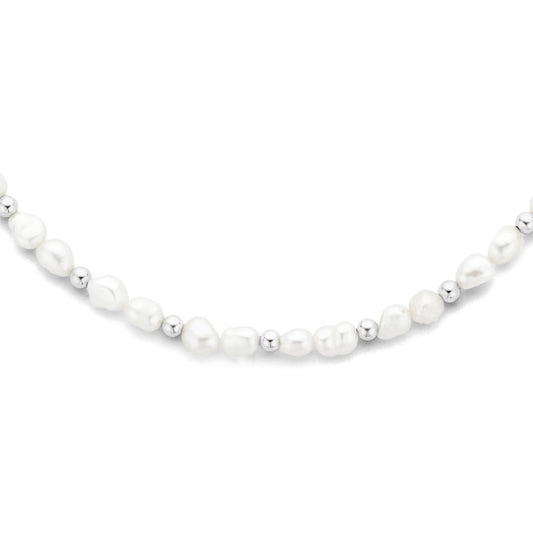 vDam Ketting Parels En Bolletjes 6,5 Mm 41 + 5 Cm Zilver Gerhodineerd 1335960