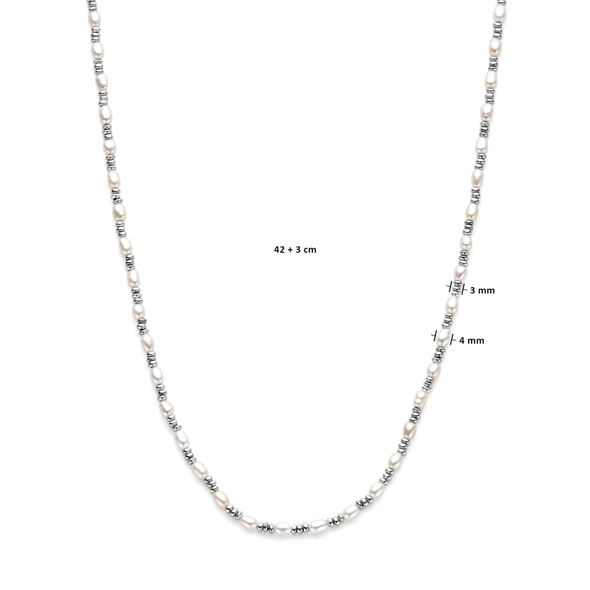 vDam Ketting Parels Zilver Gerhodineerd 1338638  42cm